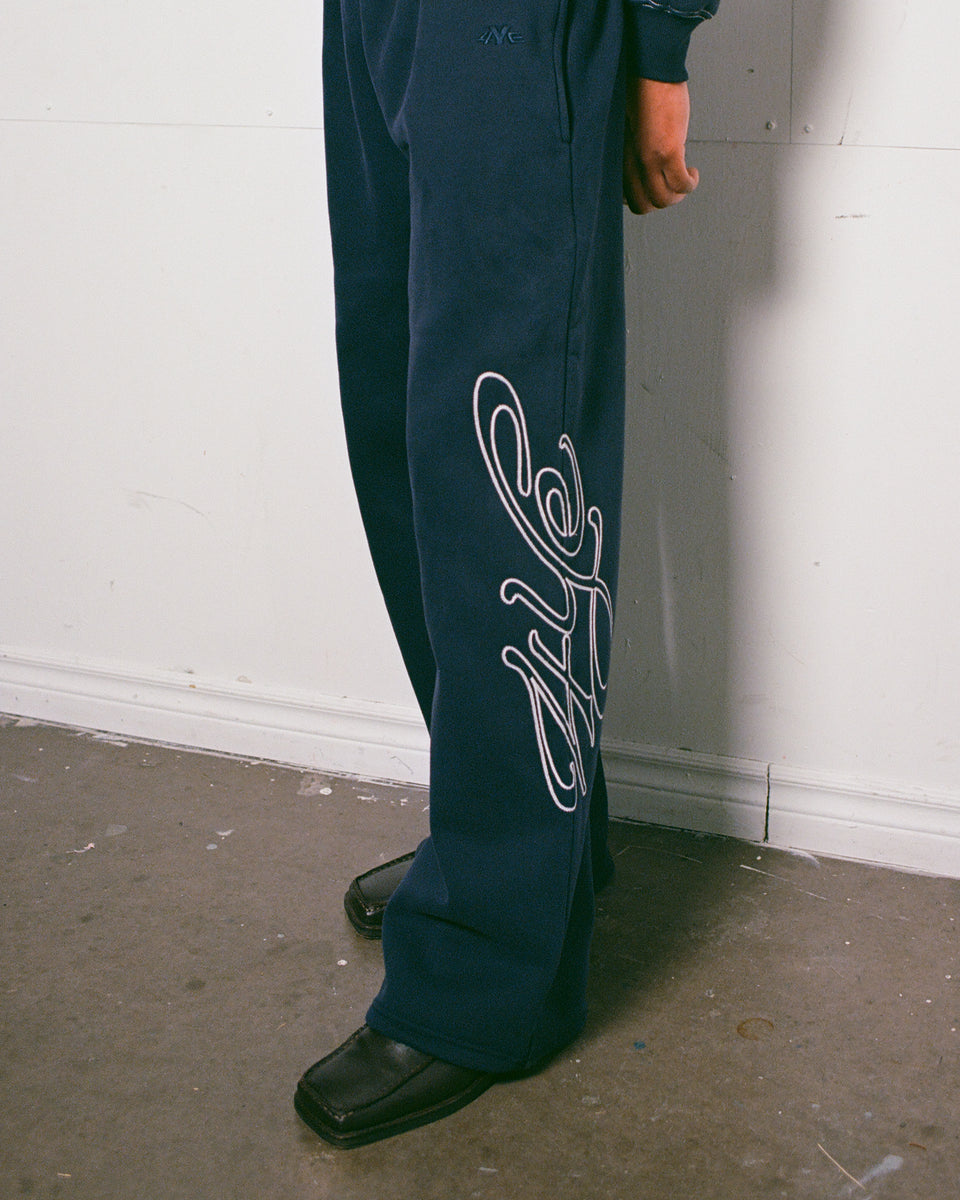Signature Wide Pant - Navy/White