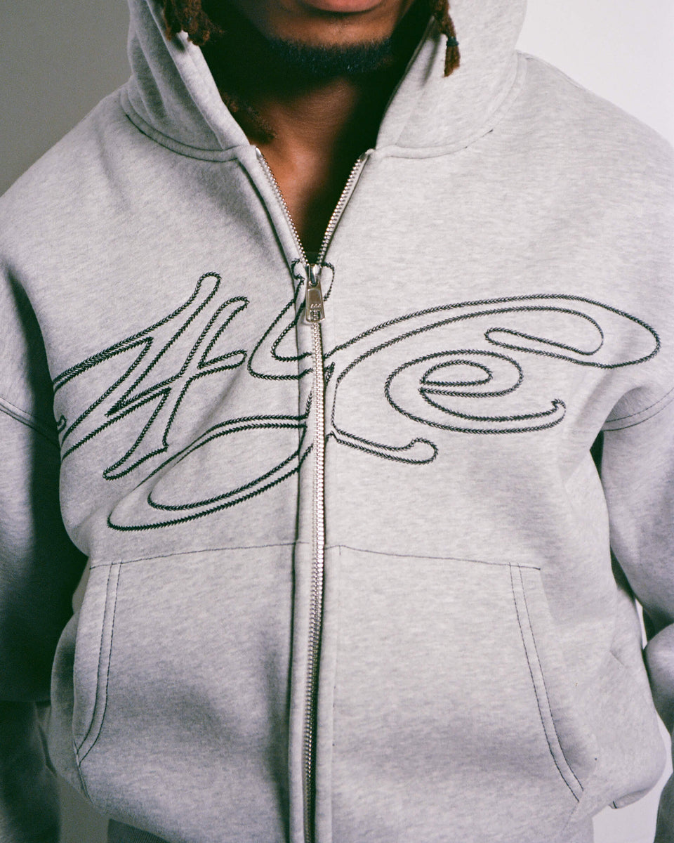 Signature Zip Hoodie - Light H.Grey/Black