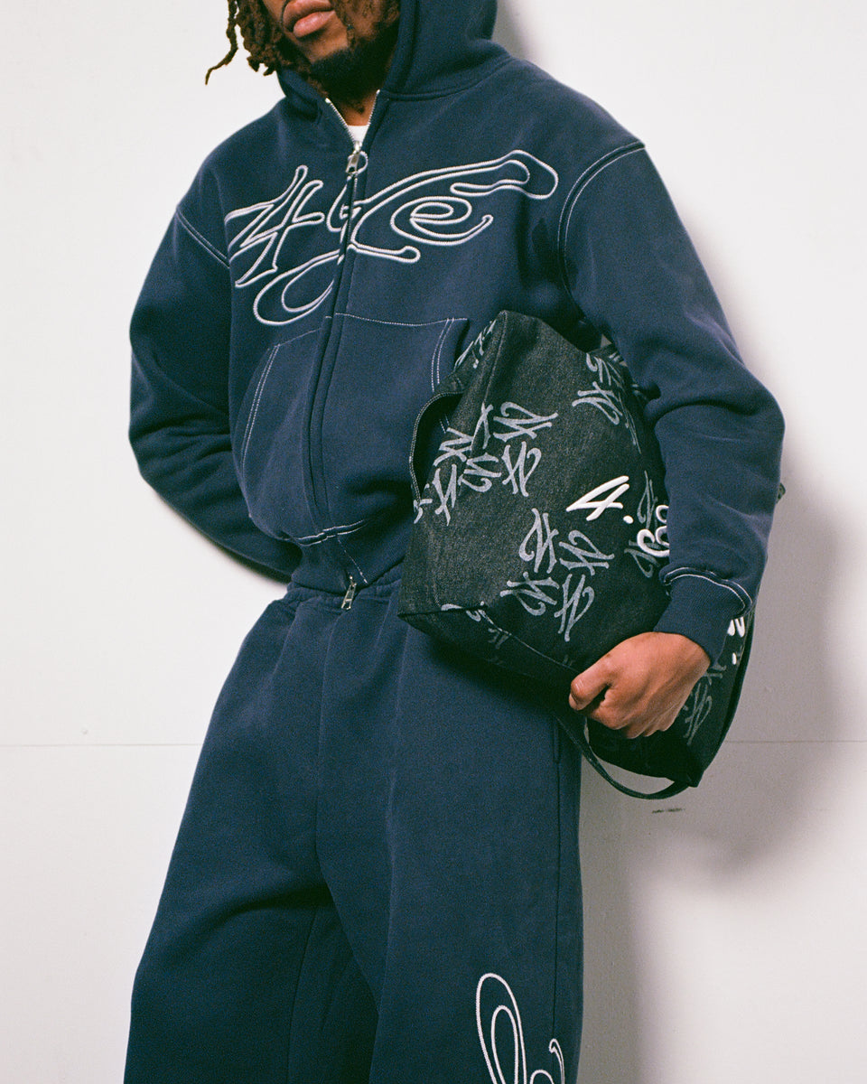 Signature Wide Pant - Navy/White