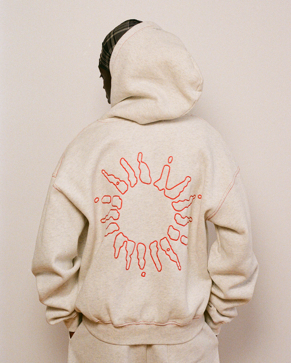 Signature Zip Hoodie - Birch H.Grey/Red