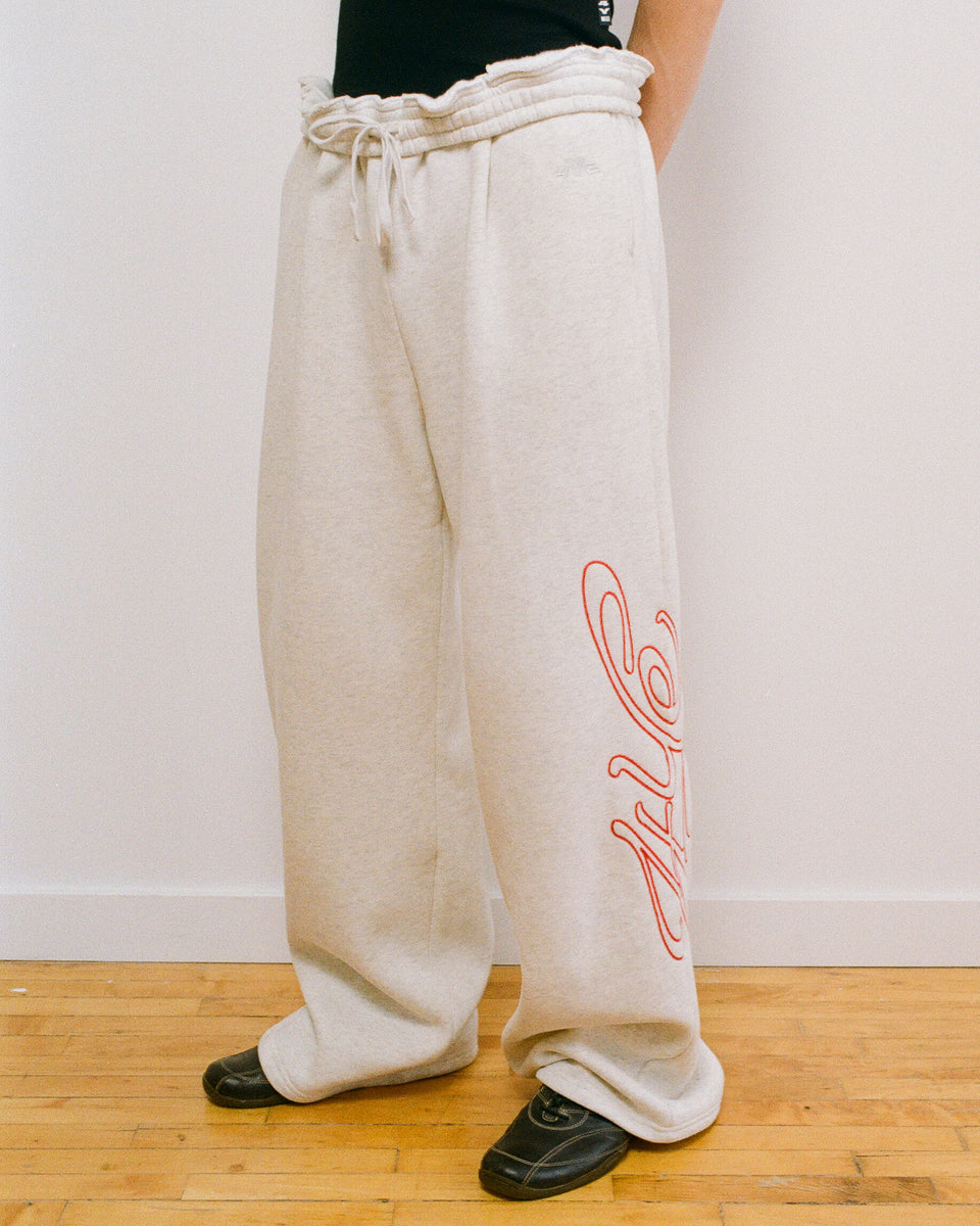 Signature Wide Pant - Birch H.Grey/Red
