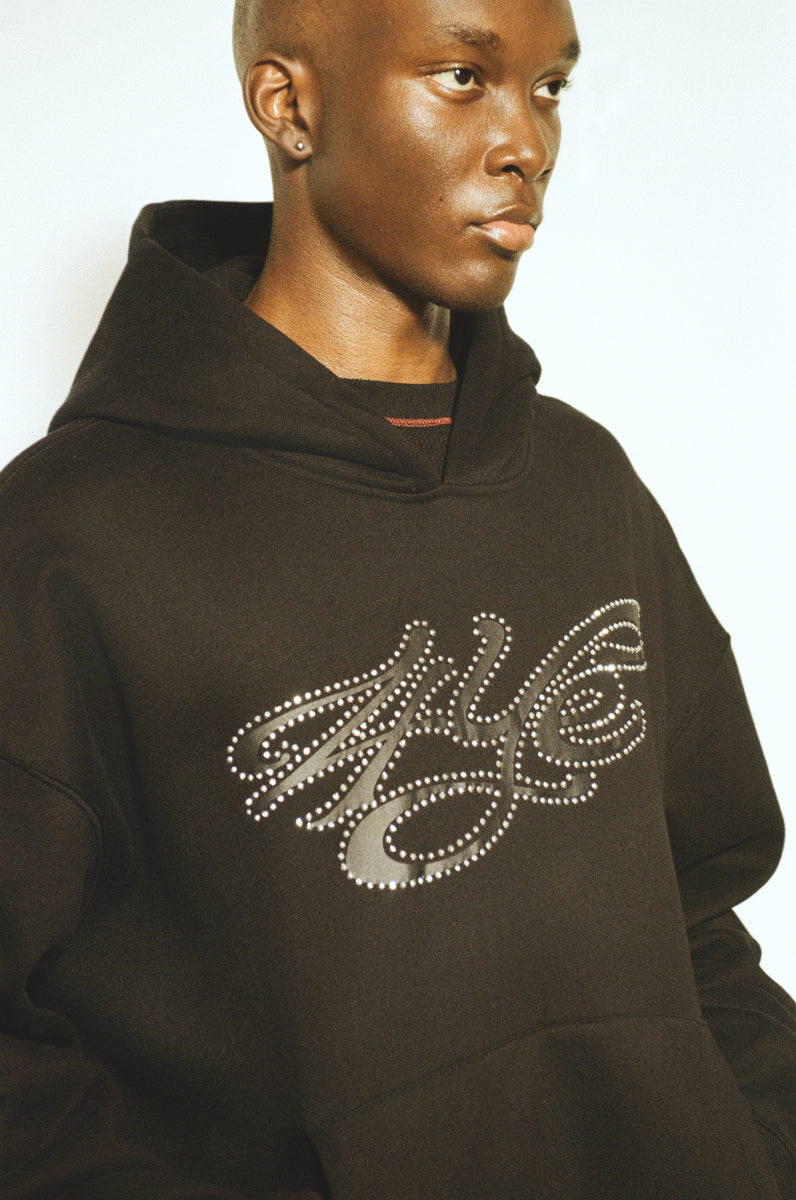 Signature Rhinestone Hoodie - Black