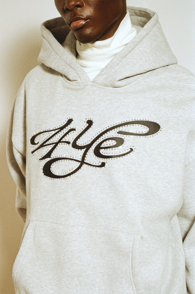 Signature Rhinestone Hoodie - Medium H.Grey