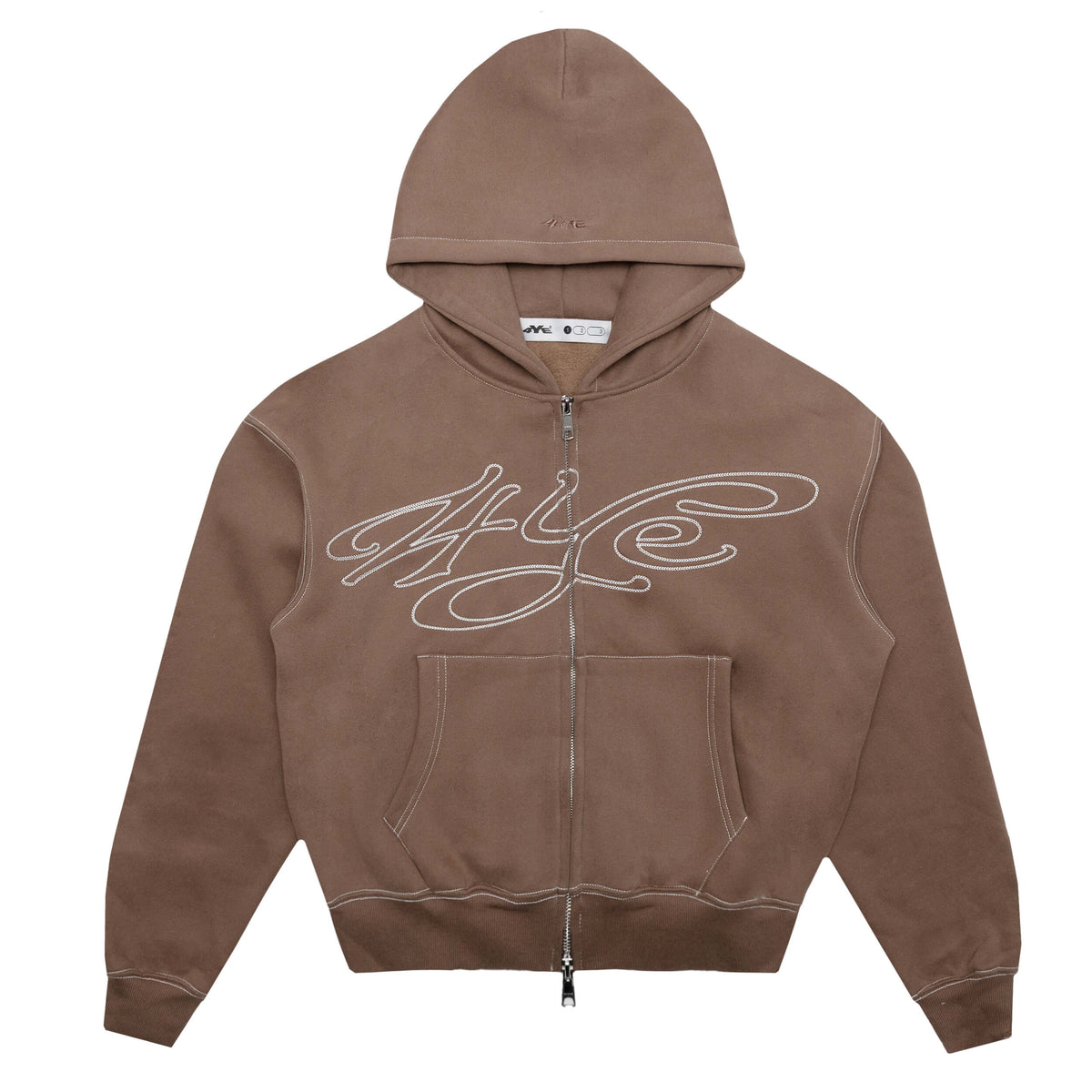 Signature Zip Hoodie - Brown/White