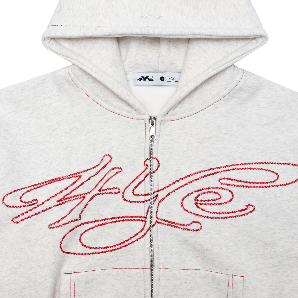 Signature Zip Hoodie - Birch H.Grey/Red