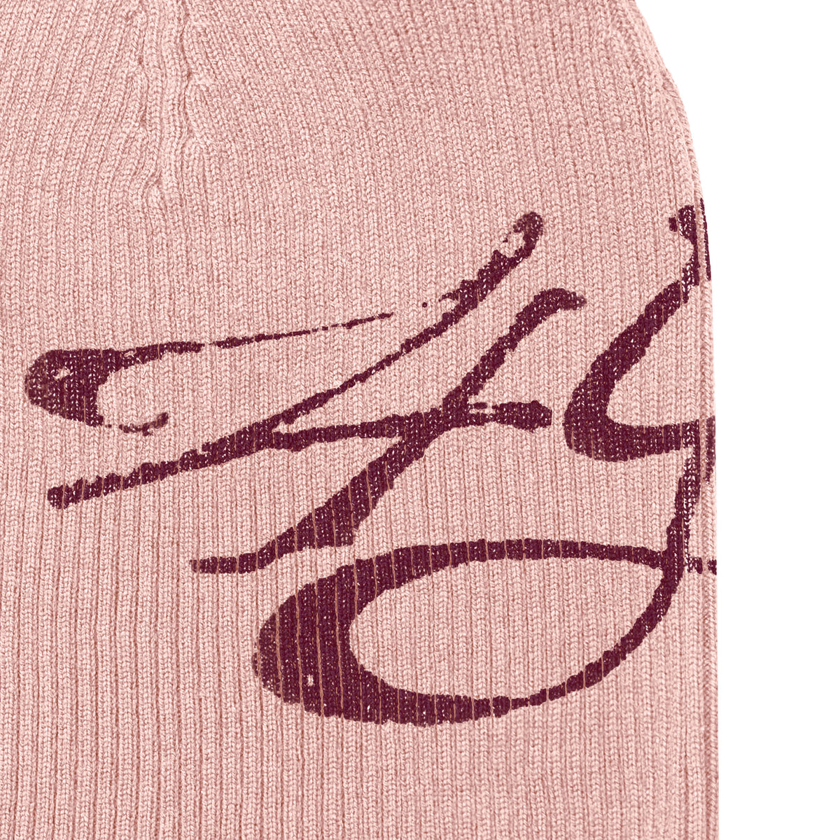 Signature Ribbed Beanie - Pink/Maroon