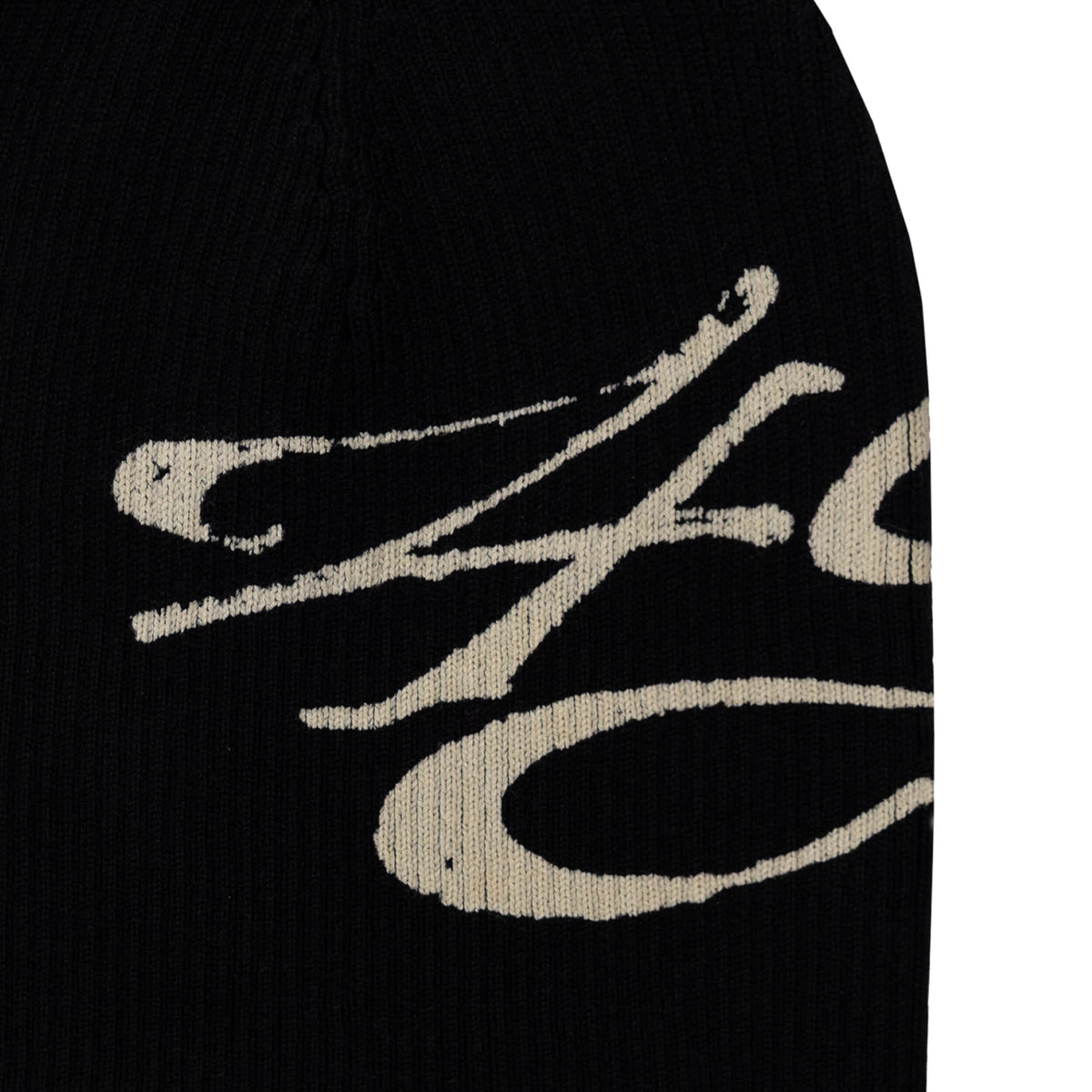 Signature Ribbed Beanie - Black/White