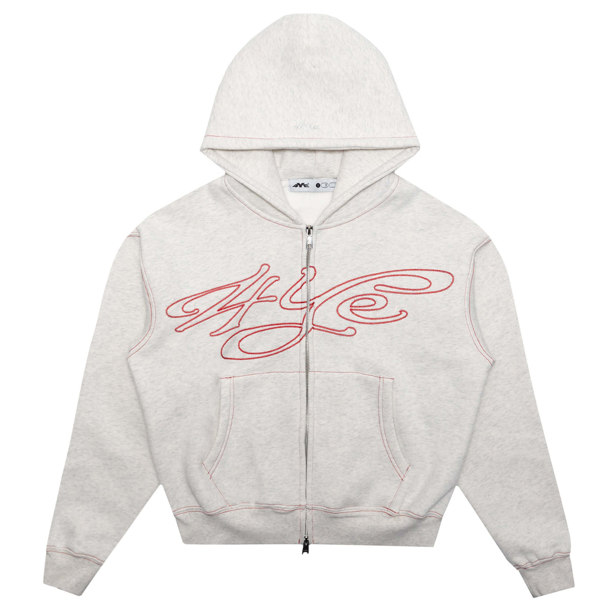 Signature Zip Hoodie - Birch H.Grey/Red