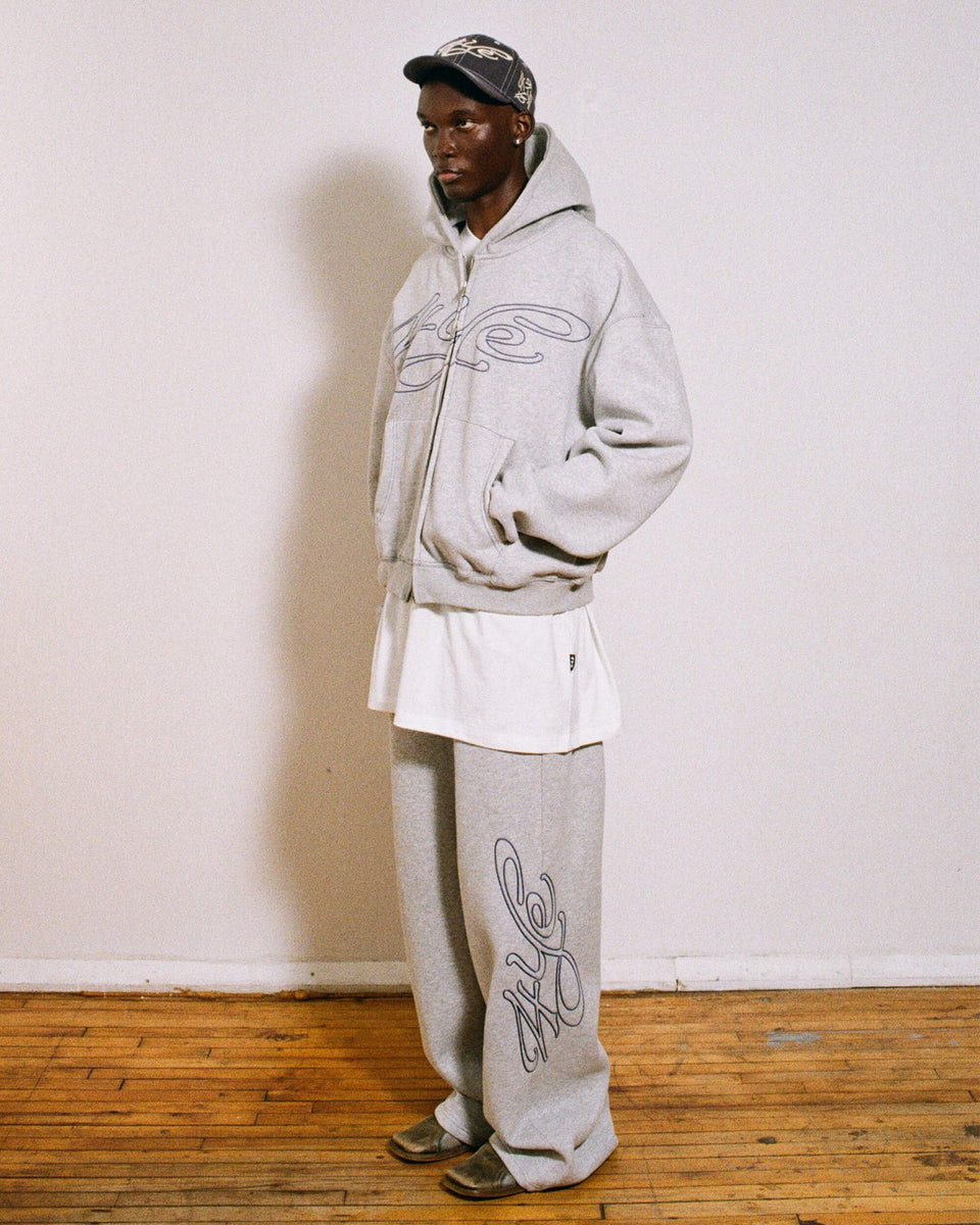 Signature Zip Hoodie - Lt Heather Grey/Navy