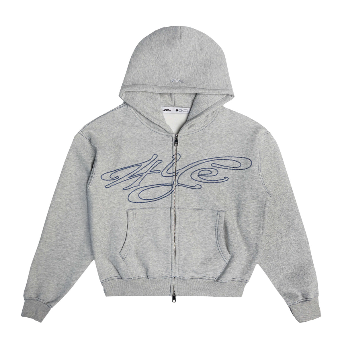 Signature Zip Hoodie - Lt Heather Grey/Navy
