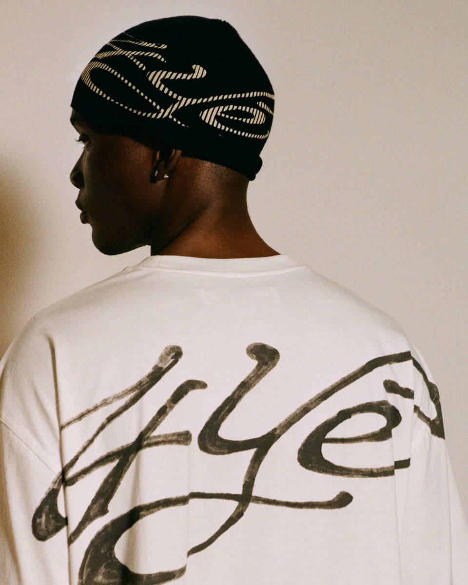 Signature Ribbed Beanie - Black/White