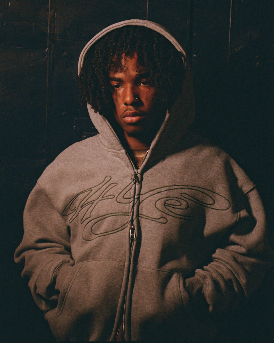 Signature Zip Hoodie - Medium H. Grey/Dark Green