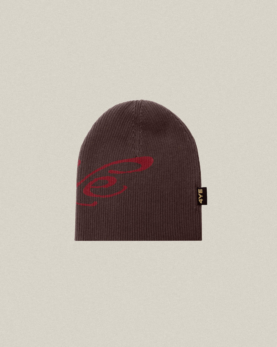 Signature Ribbed Skully - Brown/Red