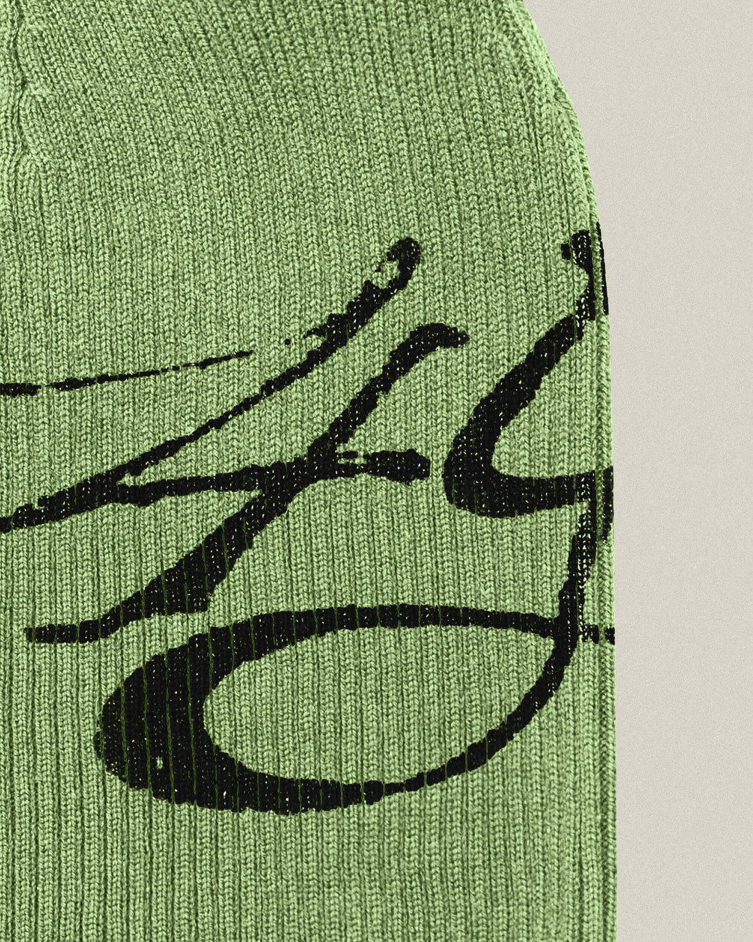 Signature Ribbed Beanie - Green/Black