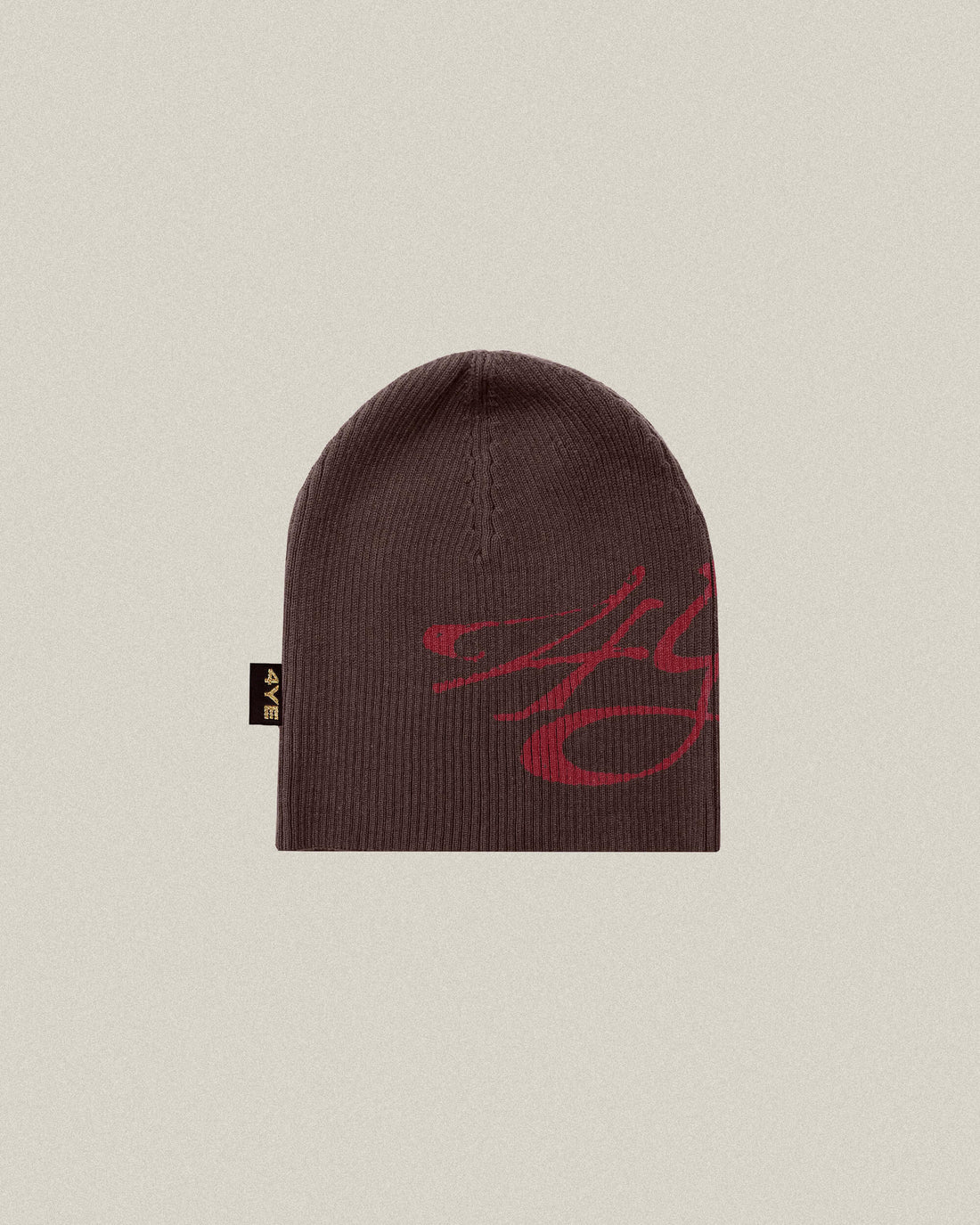 Signature Ribbed Skully - Brown/Red