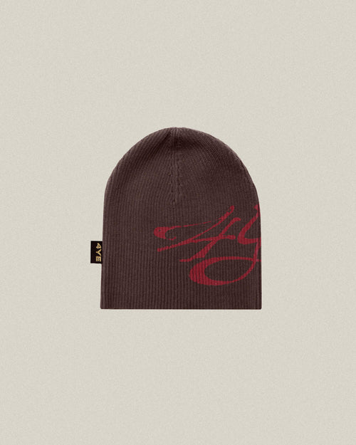 Signature Ribbed Skully - Brown/Red