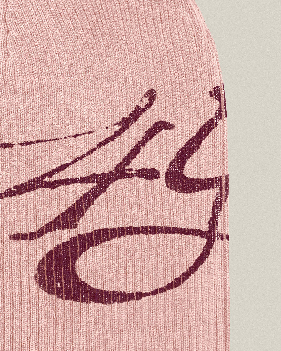 Signature Ribbed Skully - Pink/Maroon