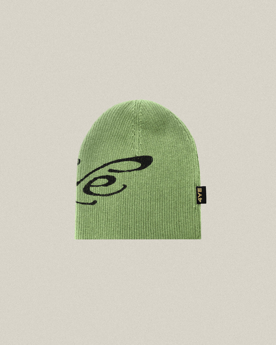 Signature Ribbed Beanie - Green/Black