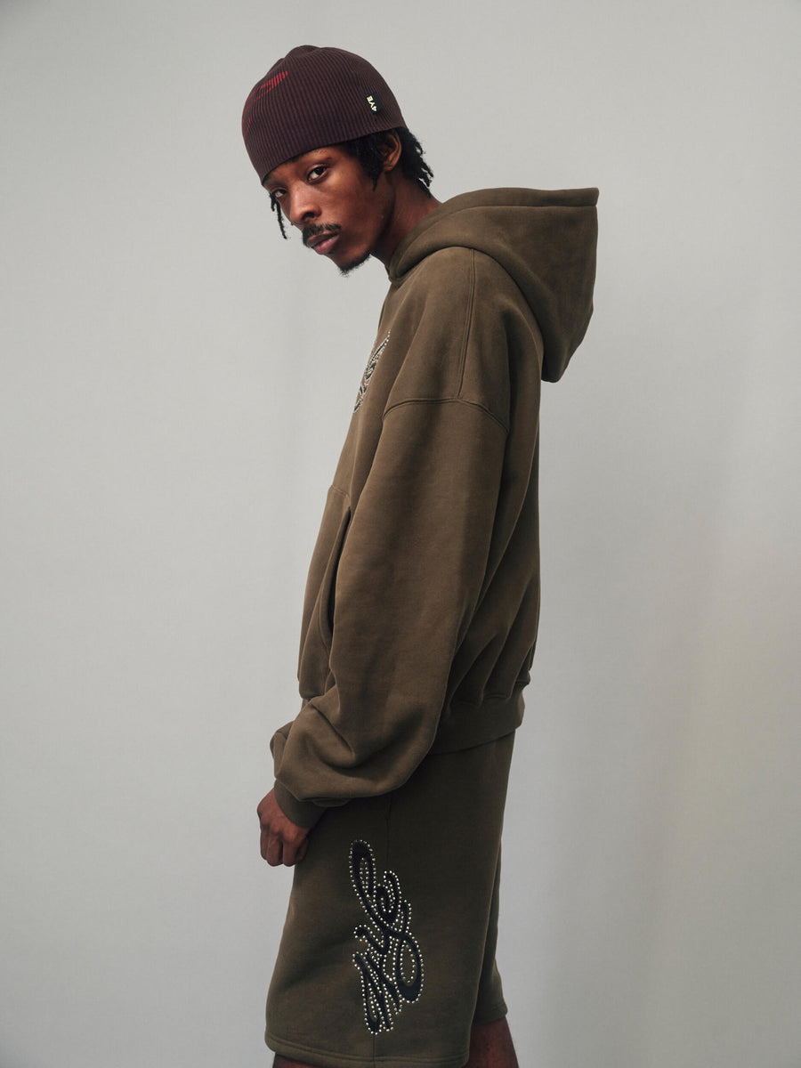 Signature Rhinestone Hoodie - Olive (SP26) (PR)