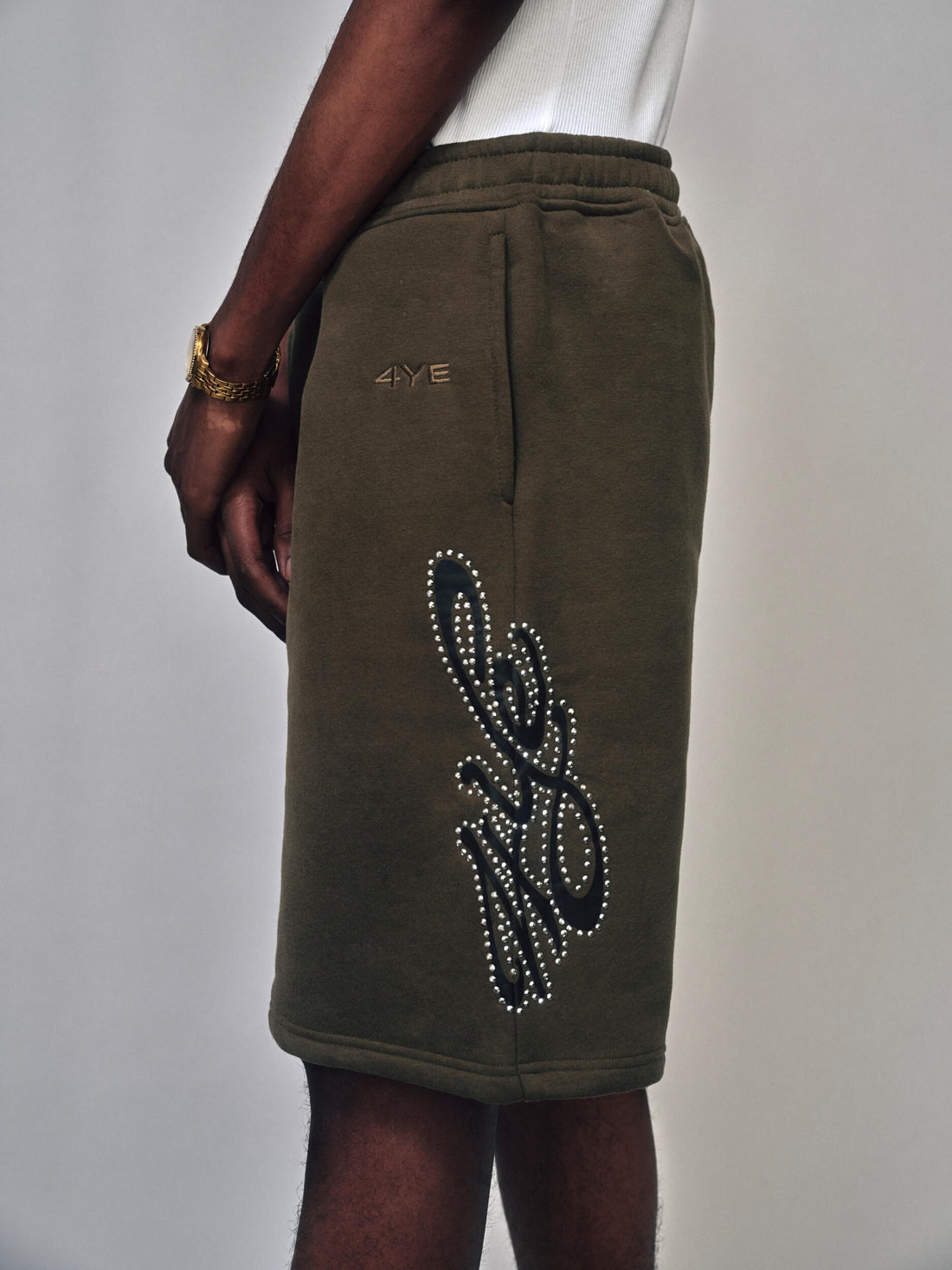 Signature Rhinestone Short - Olive Green