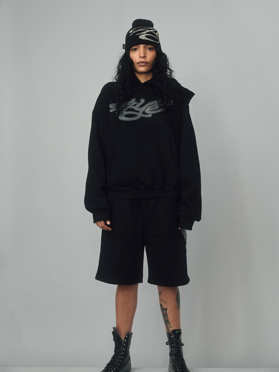 Signature Rhinestone Hoodie - Black