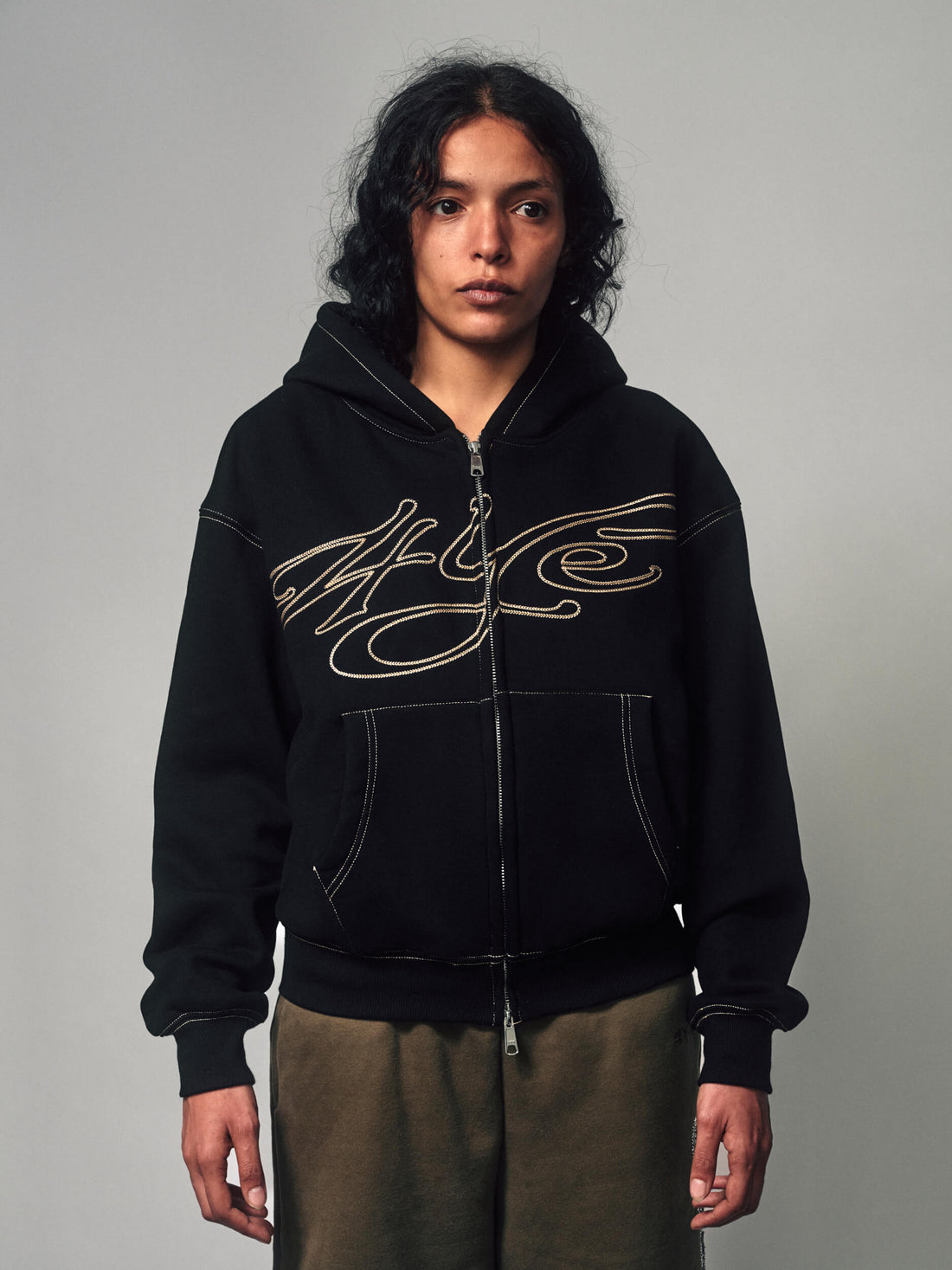 Signature Zip Hoodie - Black/Gold