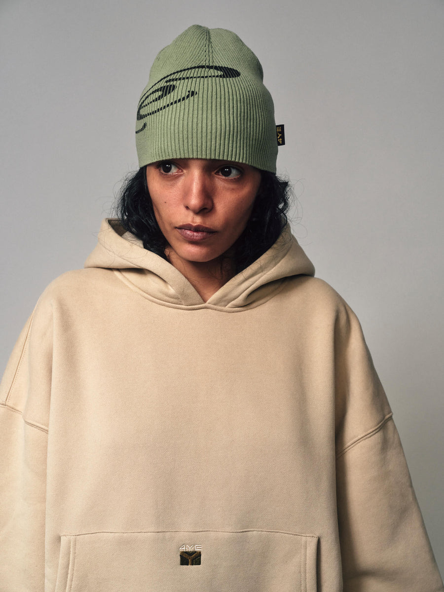 Signature Ribbed Beanie - Green/Black
