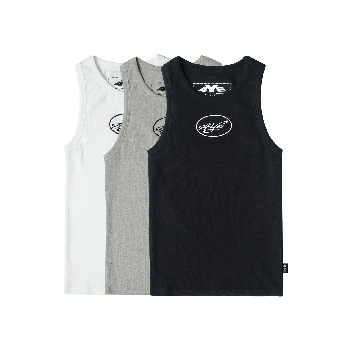 ribbed tank. chest embroidery. black grey and white. bundle of tank tops. mens and womens tanks. 