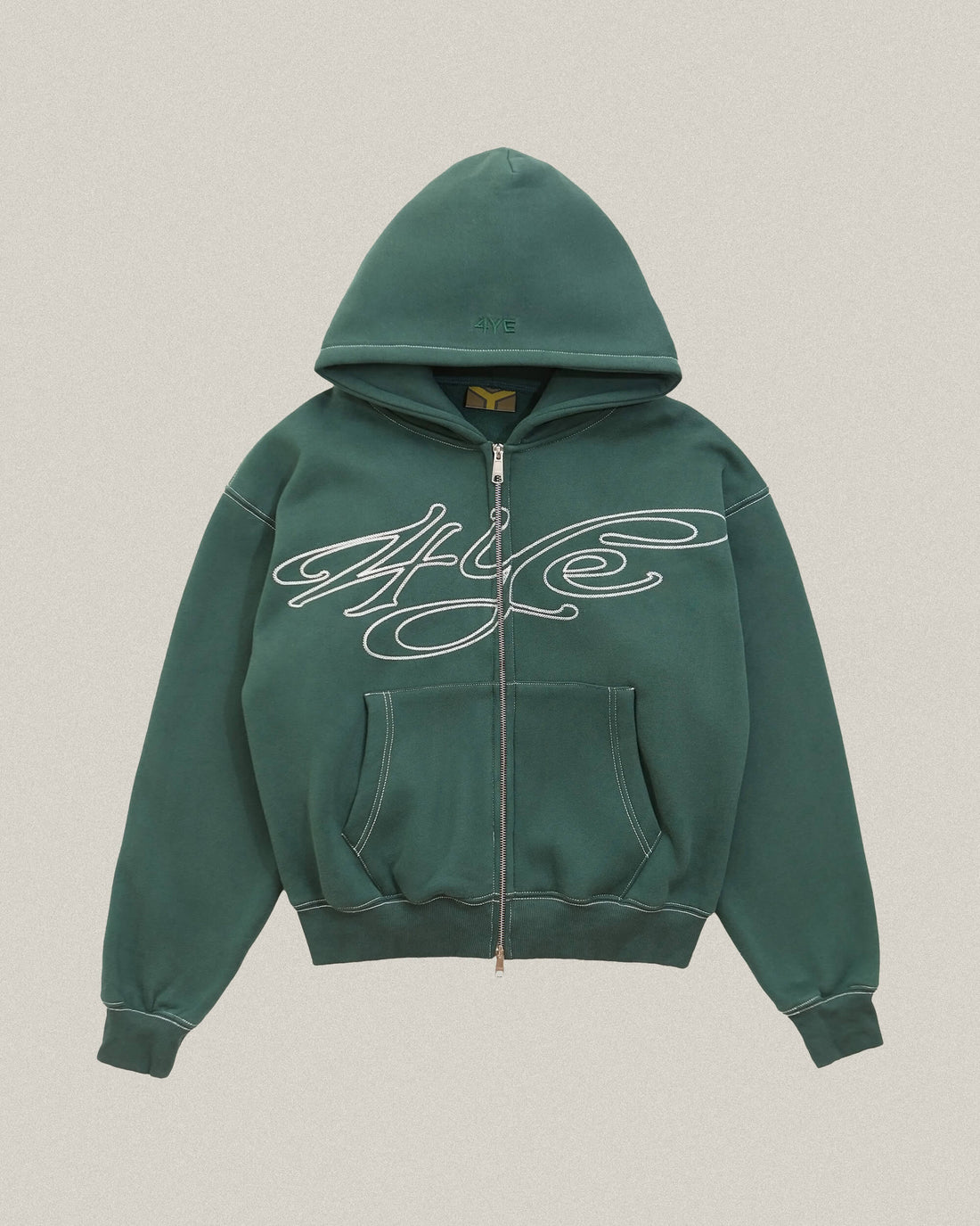 Signature Zip Hoodie - Dark Green/White