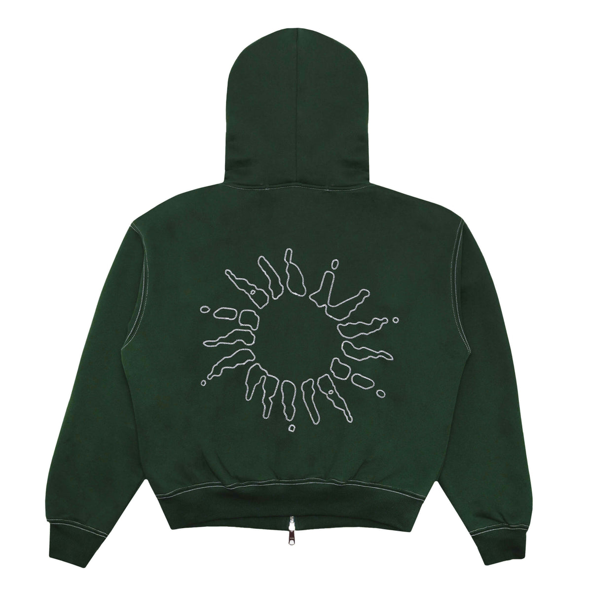 Signature Zip Hoodie - Dark Green/White