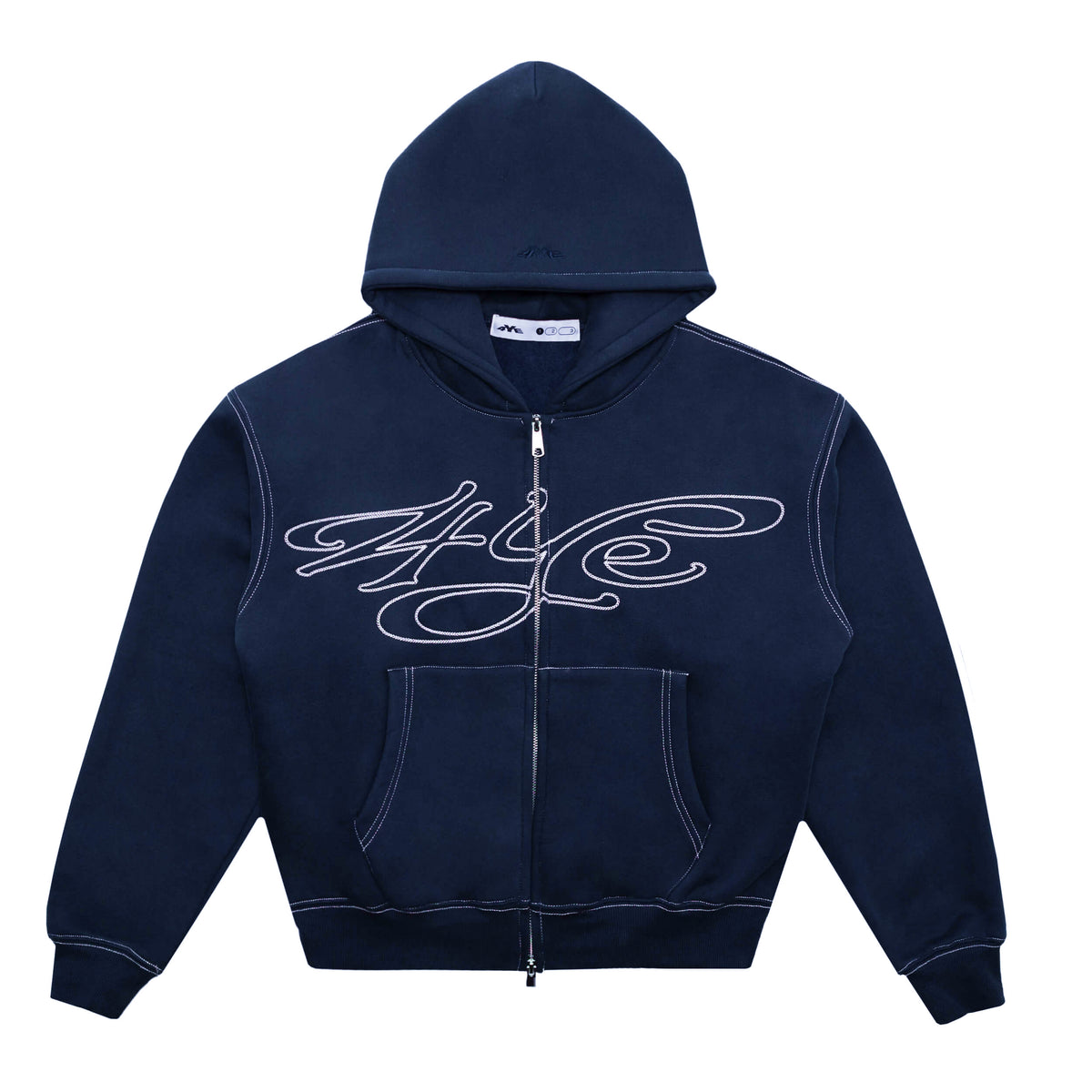 Signature Zip Hoodie - Navy/White