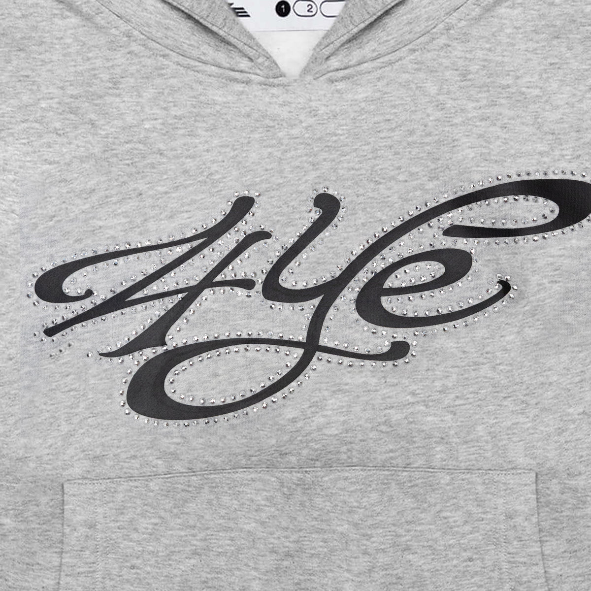 Signature Rhinestone Hoodie - Medium H.Grey