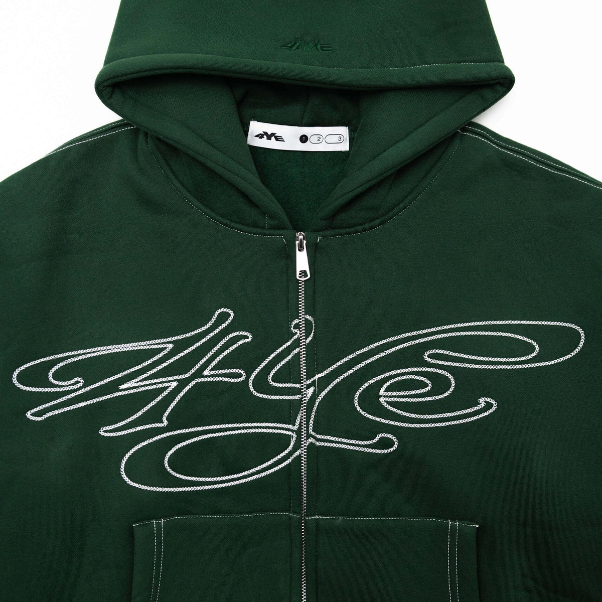 Signature Zip Hoodie - Dark Green/White
