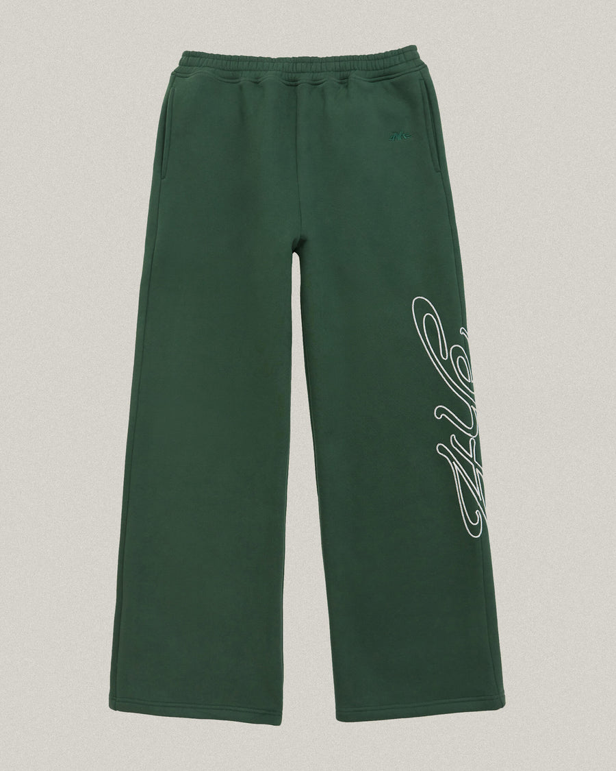 Signature Wide Pant -  Dark Green/White