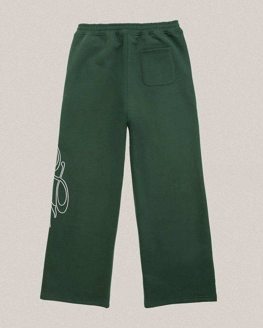 Signature Wide Pant -  Dark Green/White