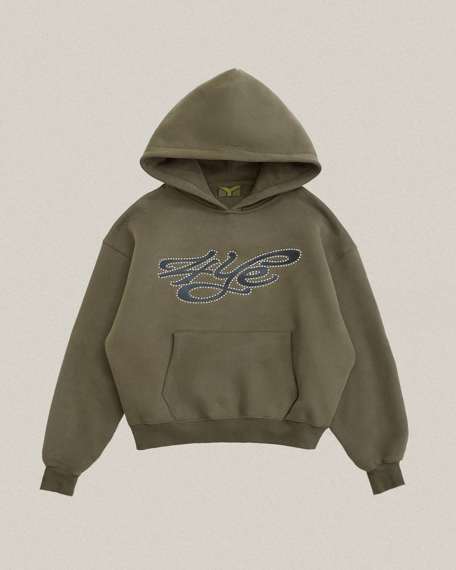 Signature Rhinestone Hoodie - Olive