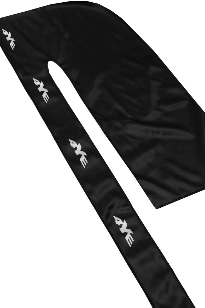 White 4YE logo detail on the Classic Logo Durag in black