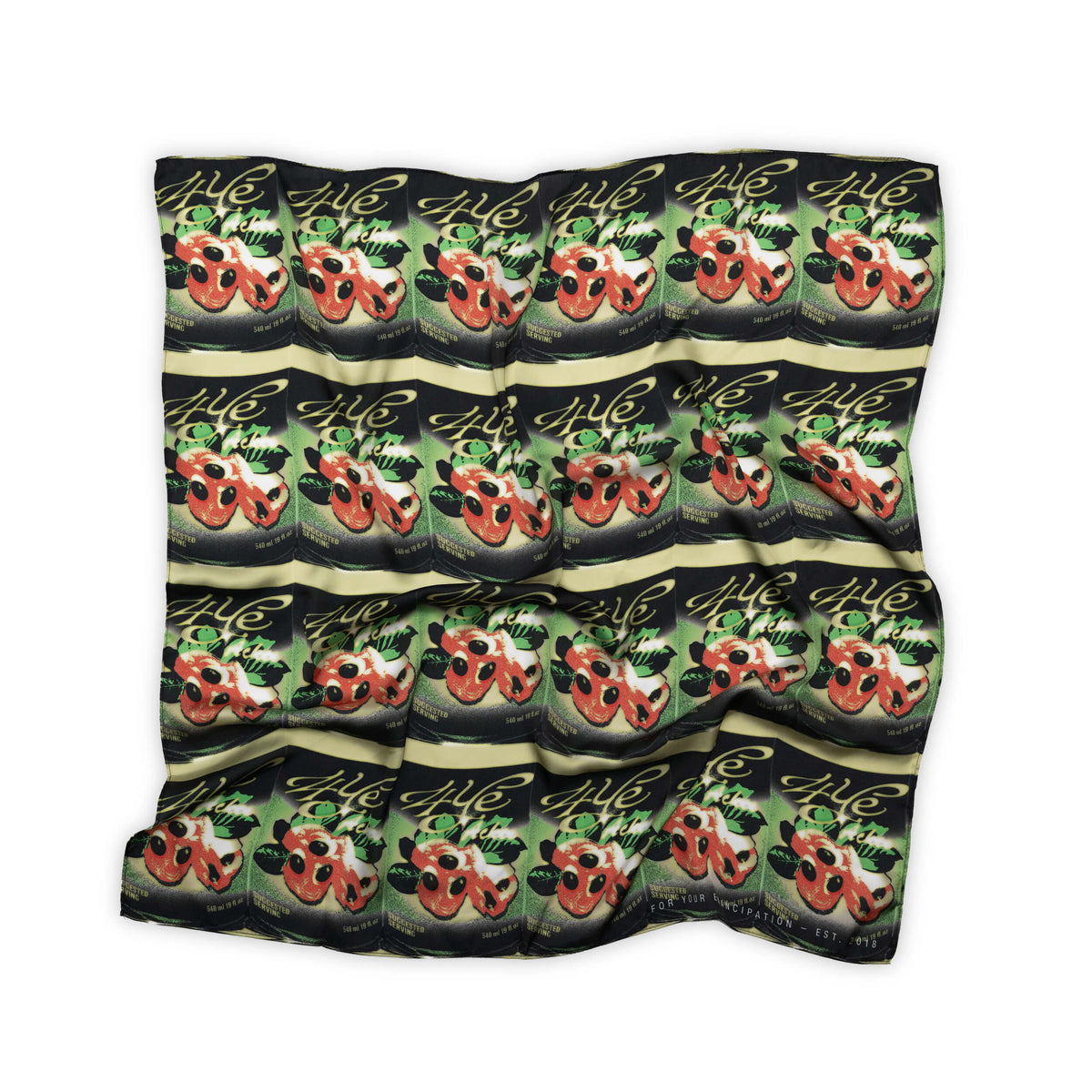 ackee print scarf on a white background