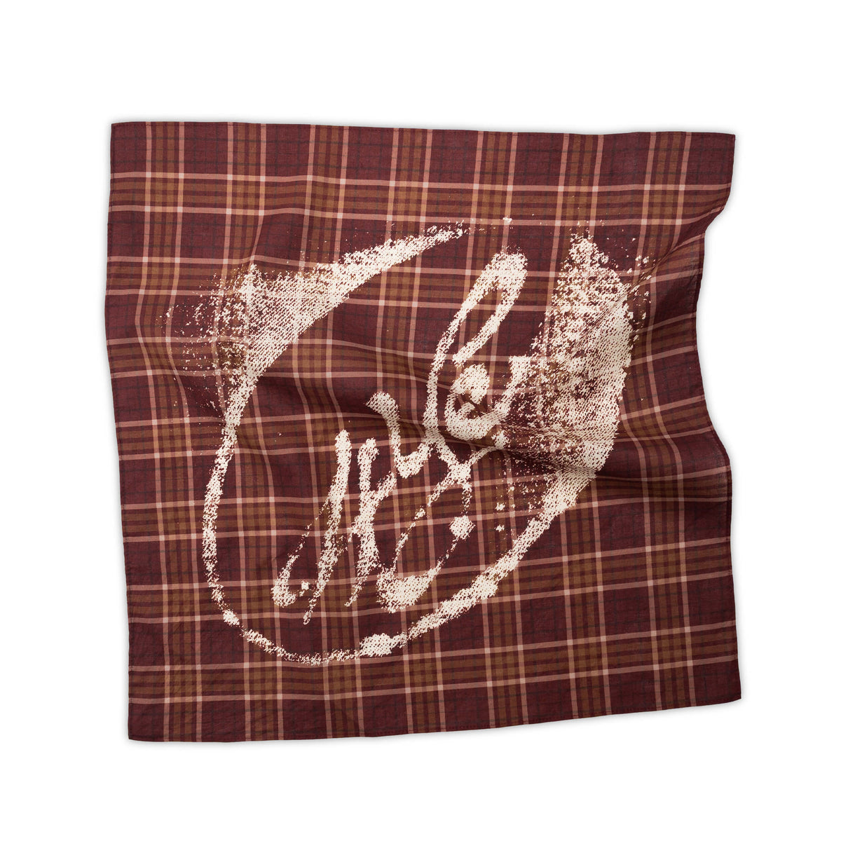 red bandana scarf with signature logo on a white background