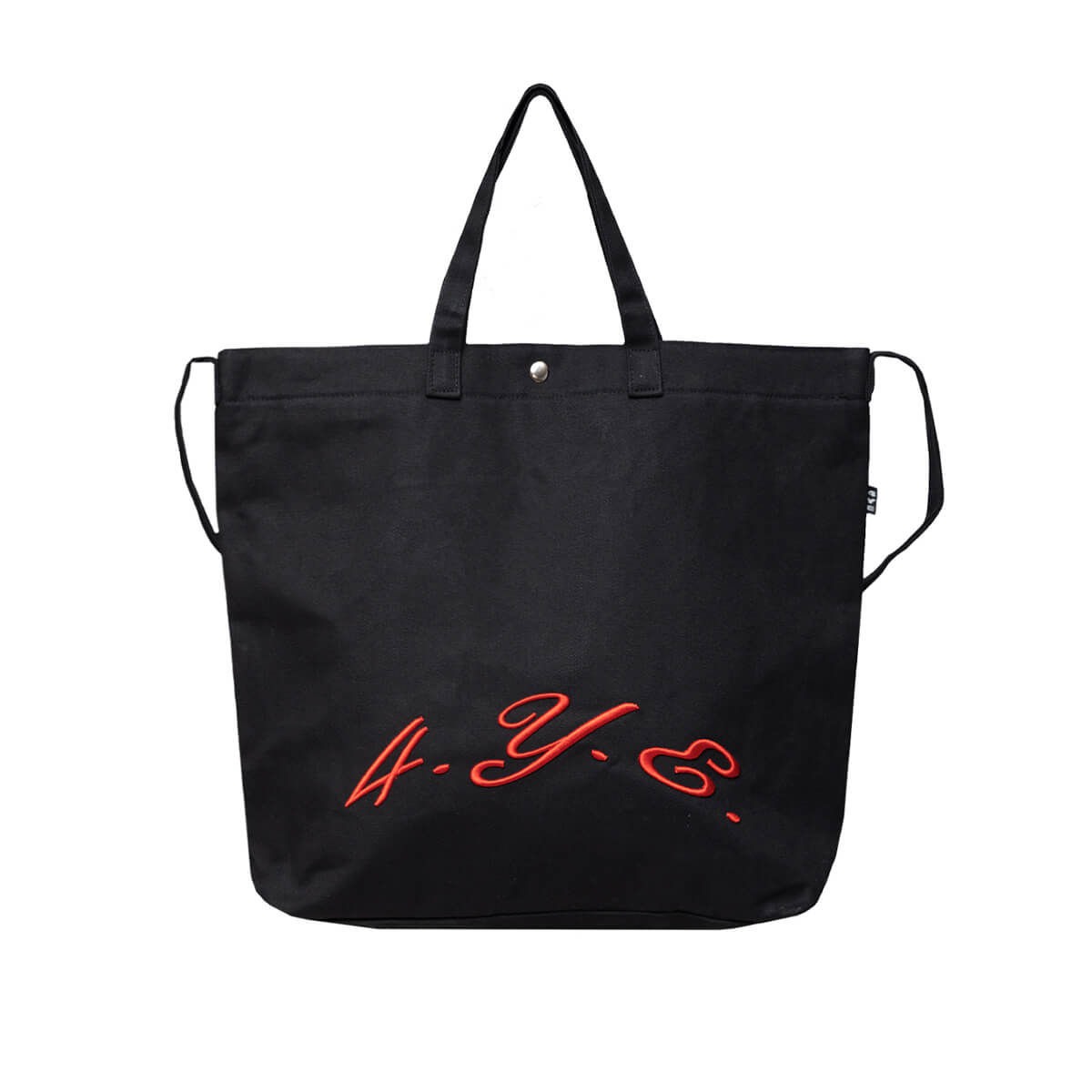 All-in Tote Bag in Black with stitched 4YE logo detail in red 