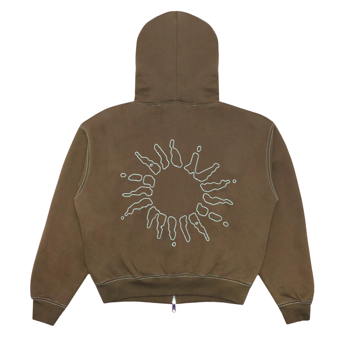 Signature Zip Hoodie - Brown/Cream