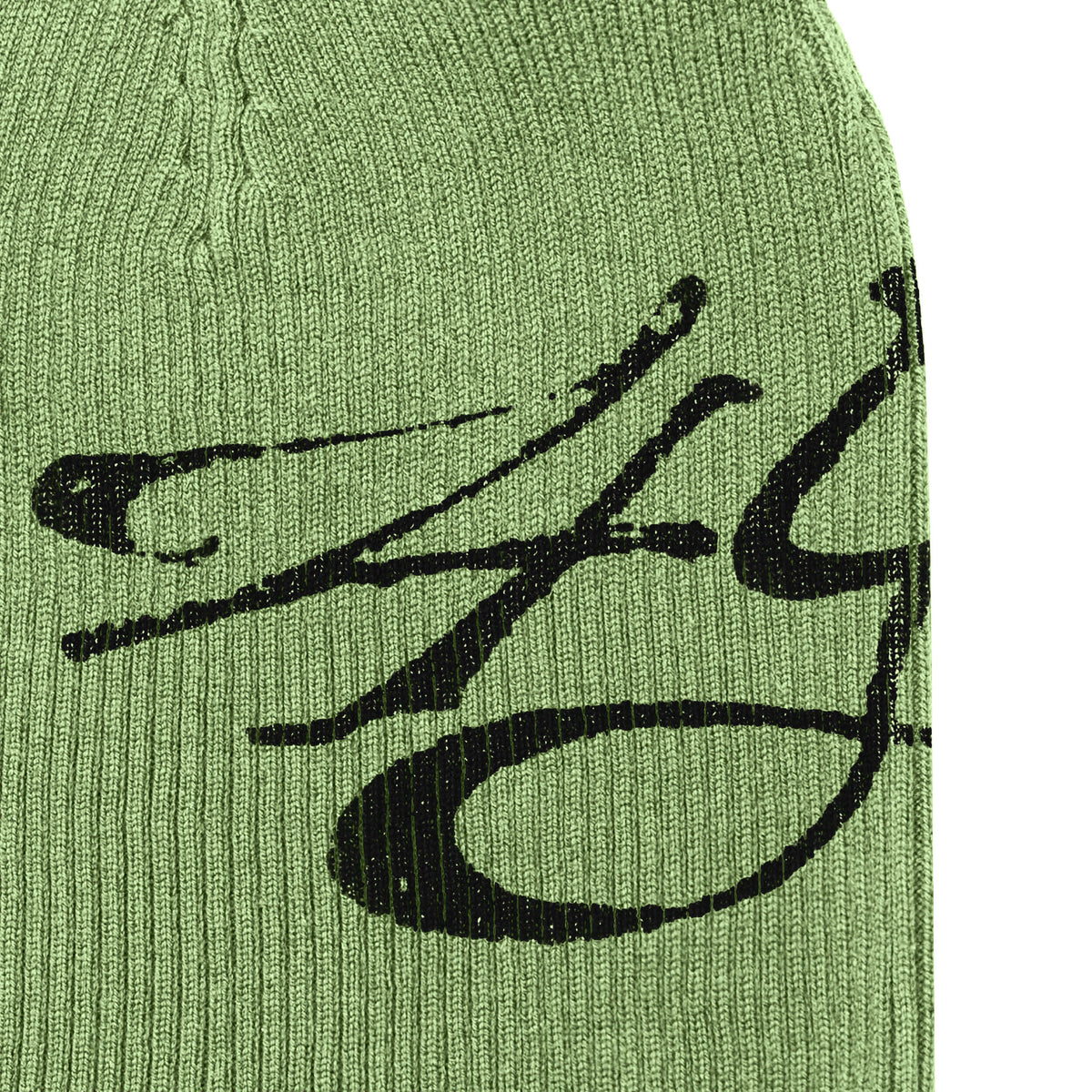 Signature Ribbed Beanie - Green/Black