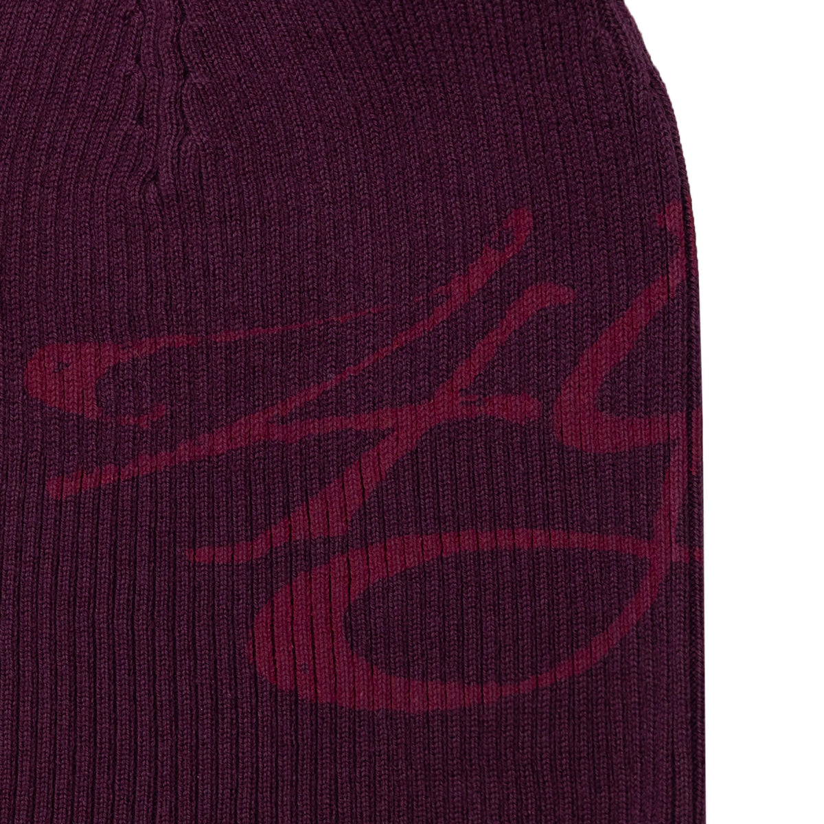 Signature Ribbed Beanie - Plum/Red