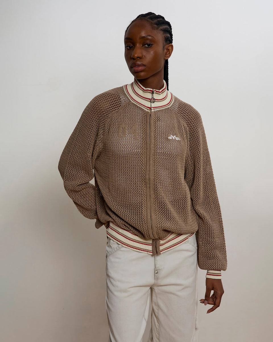 Knit Track Jacket - Tan