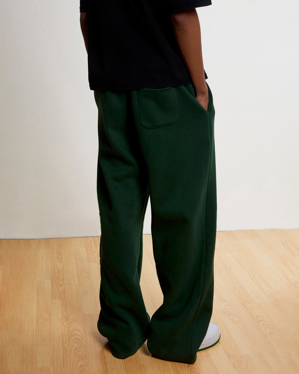 Signature Wide Pant - Forest Green/ White