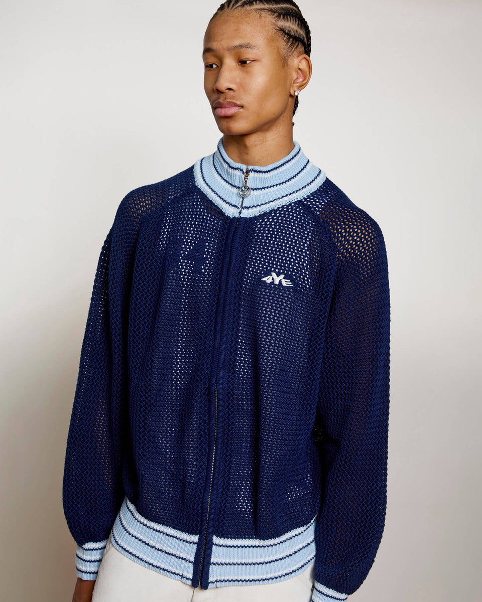 Knit Track Jacket - Navy