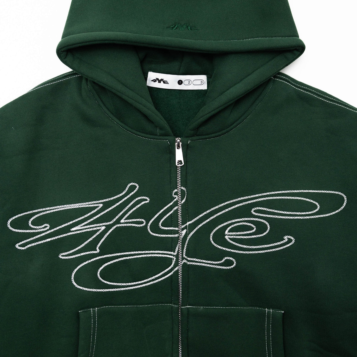 Signature Zip Hoodie - Forest Green/White