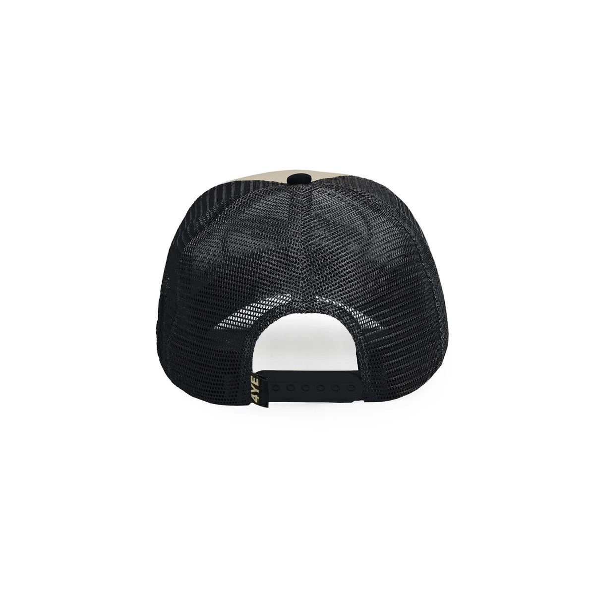 Black mesh with a snapback closure on a white background